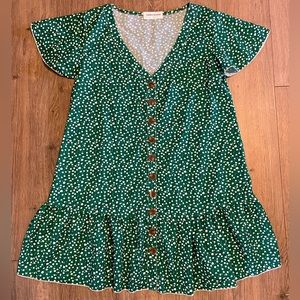 *Worn Once!*Goodnight Macaroon Green Floral Sundress-Size Small
